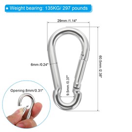80PCS Spring Snap Hooks M6 Carabiner Heavy Duty Carabiner Clips, Galvanized Steel Quick Links Caribiniers Hammocks Hooks for Camping Hiking Outdoor Swing Pet Leash Gym