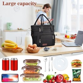 Cooler Bag for Men and Women, Leak-proof and Double Layer Lunch Bag, Portable & Insulated Cooler Bag for Work, School, Camping (16L, Black)