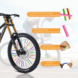 SUCCEFORT 84 Piece Colourful Spoke Reflectors Bicycle Set, 360° Visibility Reflectors, 7 Colours Spoke Reflectors Bicycle, Easy Assembly and Disassembly for Spoke Bicycle