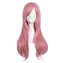 MapofBeauty 28"/70cm Women Side Bangs Long Curly Hair Ends Cosplay Wig (Rouge Pink)