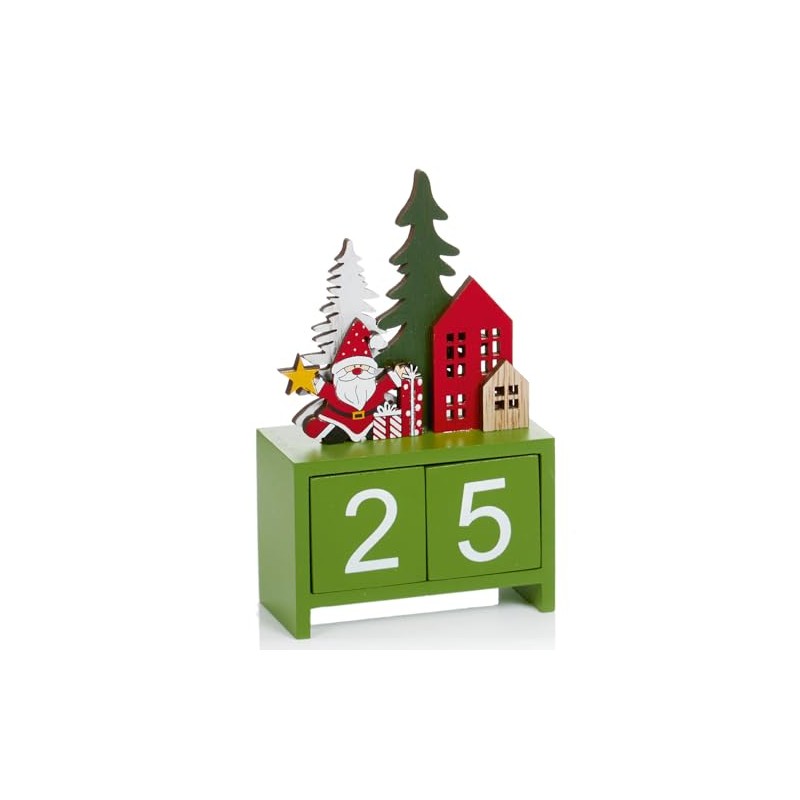 Premier Wooden Christmas Childrens Advent Countdown Calendar Santa Design 15cm