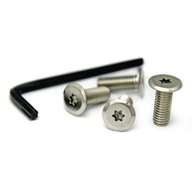 Flat Type Stainless Steel (Silver) License Plate Bolt 4 Piece & Tool Set M6 x 16