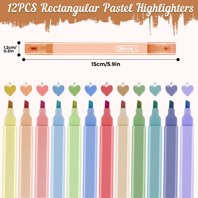Ysimple Highlighters Pens, 12 pcs Double Ended Aesthetic Pastel Highlighter，Mild