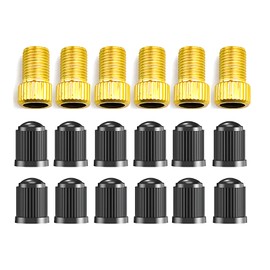GegXcn Presta Valve Adapter, Schrader to Presta Adapter, 6 Brass Adapters with 12 Black Plastic Caps, Compatible with Bike Pumps and Air Compressors, for Bicycle and Car Tire Inflation