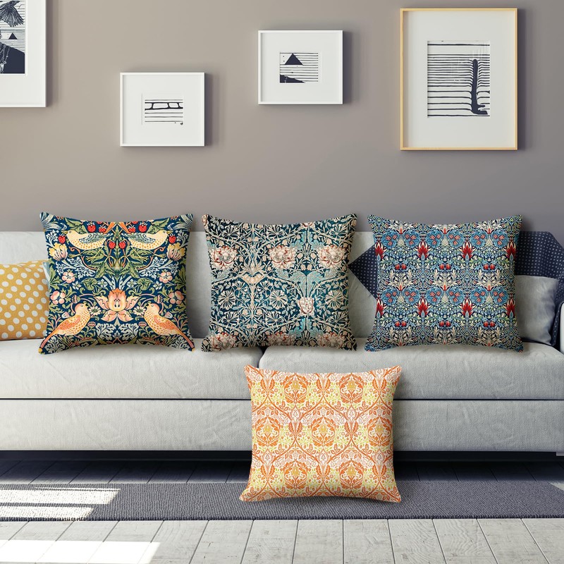 HOSTECCO William Morris Pillow Covers 45x45 cm Pack of 4