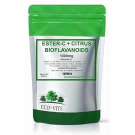 ECO-VITS Ester-C 1000mg Vitamin C Supplement 180 Tablets with ROSEHIPS and Citrus BIOFLAVONOIDS, HIGH Absorption