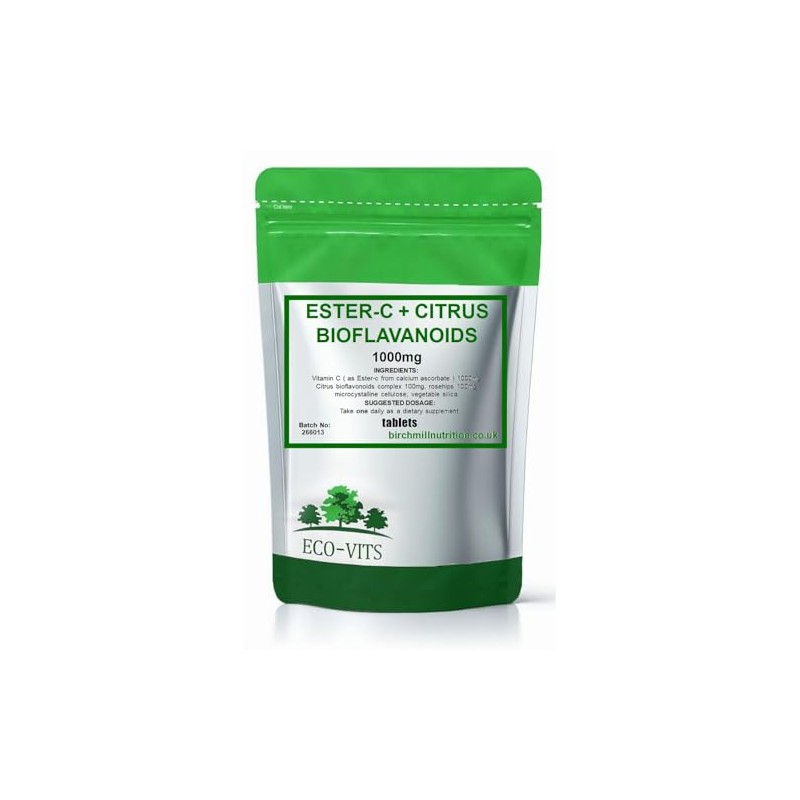 ECO-VITS Ester-C 1000mg Vitamin C Supplement 180 Tablets with ROSEHIPS