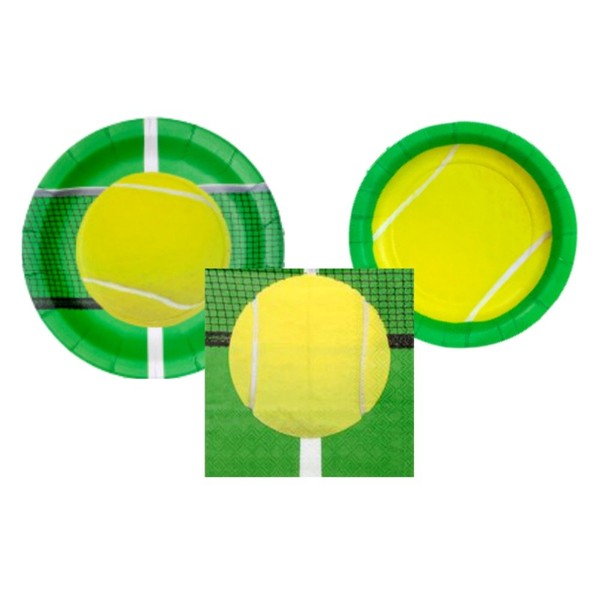 Tennis Party Supplies Set - Bundle Includes Plates and Napkins for 8 Guests