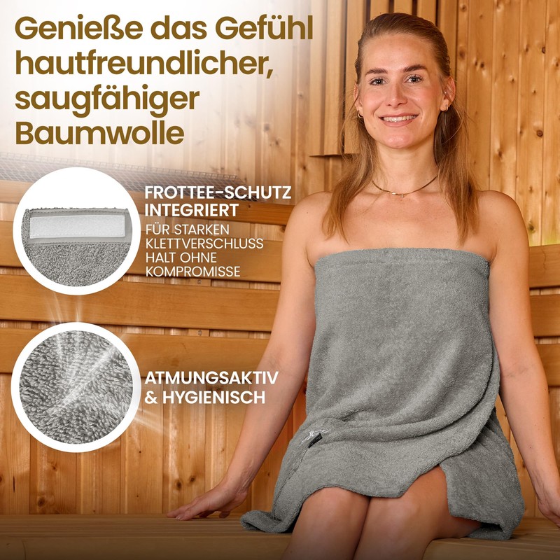 Lashuma Sauna Towel Women's Terry Cloth Sauna Kilt Stone Grey