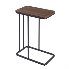 C Shaped End Table,Dorriss Small End Table MDF Black Walnut Coffee Table,Modern Simplicity C End Table with Steel Frame for Living Room,Bedroom (Black Walnut)