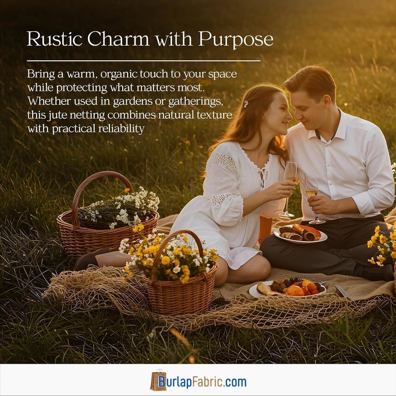 Burlap Natural Jute Netting – 48" Wide Biodegradable Mesh Fabric