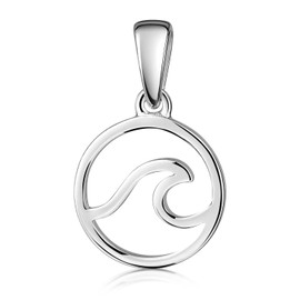 MATERIA by Matthias Wagner Wave Pendant Small for Chain 925 Sterling Silver with Necklace KA-48, Silver