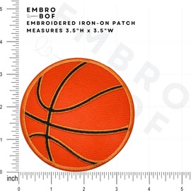 EMBRO BOF Classic Basketball Patch – 3.5 inches, Cool Basketball Iron On Patch – Embroidered Iron On/Sew On Sport Patches for Backpacks