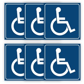 Handicap Signs Stickers Decal Symbol - 6 pack, 6x6 inch - ADA Compliant - Disable Wheelchair Sign, Disability Sticker, Premium Self-Adhesive Vinyl, Laminated, Indoor & Outdoor-UV Protected & Weatherproof