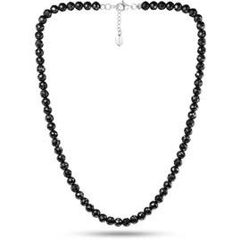 MagnetRX® Magnetic Hematite Necklace – Ultra Strength Hematite Stones – Unisex Beaded Hematite Necklace for Women and Men (Faceted Beads, 18 INCHES)