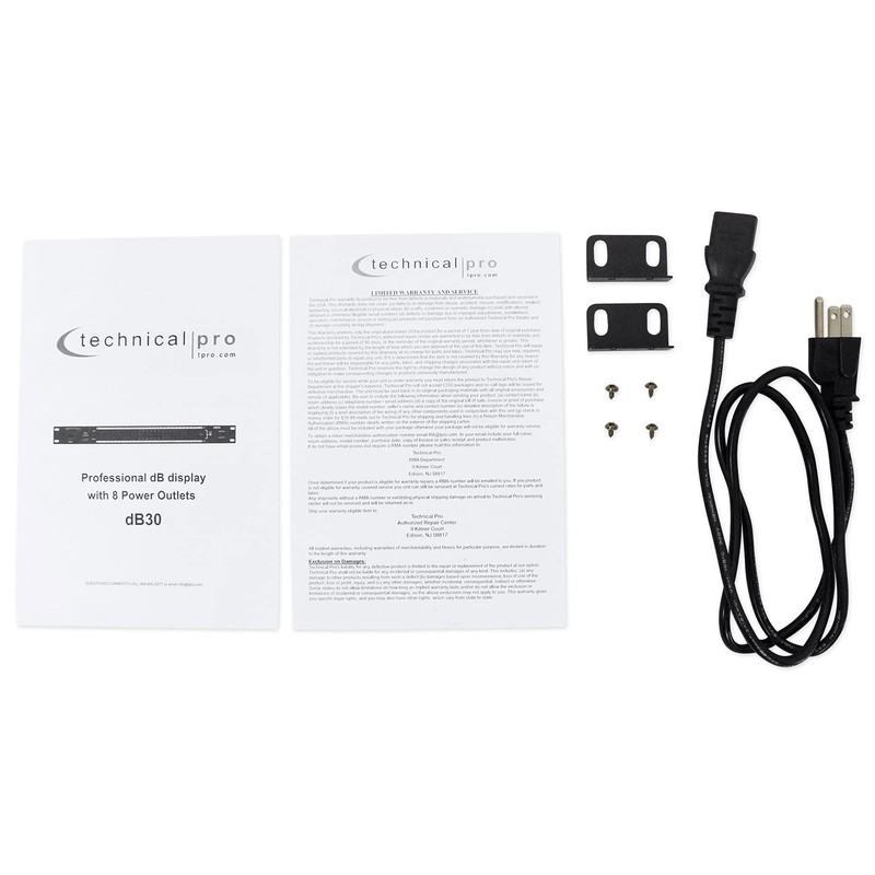 Technical Pro DB30 1U Rack Mount dB Decibel Meter Display+8
