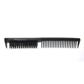 Hercules Sägemann HS C10 carbon 10 comb with real bristles, anthracite (anti-static) carbon comb, functional teeth with compartment teeth, double row, 9 inches, hair comb, beard comb, teasing comb