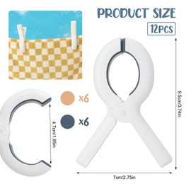 saerryor 12 Pcs Beach Towel Clips for Sun Loungers Large Pegs Strong Grip Clothes Pegs Non Slip Beach Towel Clips for Sun Loungers Laundry Pool Chairs Sunbeds