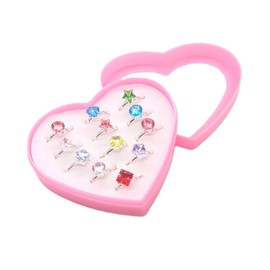 CYXZMYA 12 Stück Kinderringe Mädchen,Kinderringe Mädchen mit Herzformkasten,Kinder Ringe für Mädchen,Prinzessin Schmuck Set,Ring Set Mit Herzform,Kinderschmuck für Kinder Geburtstag Party Favors
