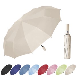 Wydexint Umbrella, Automatic Umbrella, Pocket Umbrella, Automatic Stormproof, Automatic Open and Close, 24 Thickened Double Keels, Extremely Robust, Umbrella for Men and Women, beige