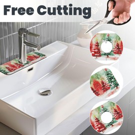 Christmas Tree Snowflakes Faucet Mat for Kitchen Sink Water Splash Guard Around Faucet Drip Catcher