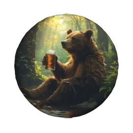Bear Holding A Beer Mug Spare Tire Cover Weatherproof Universal Wheel Protectors Wheel Covers for RV Camper Travel Trailer SUV Truck 15 Inch