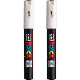 Posca PC-1M Paint Marker Art Pens - 0.7mm Nib - White Ink - Pack of 2