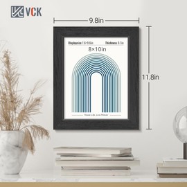 VCK 8x10 Frame Set of 3, Black Wood Picture Frame with Exclusive Wood Grain, Home & Studio & Gallery Frame, Tabletop or Wall Hanging