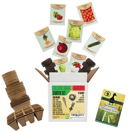 Deluxe Salad Garden Starter Kit - includes: Seeds, Peat Pots, Netted Coir Pellets, and a Beginners Guide - Great for Beginners- Heirloom, Non-GMO
