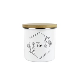 Purely Home Floral Border Tea Storage Canister - Minimalist Kitchen Decor Gift - Metal/Enamel Hot Drinks Storage Container