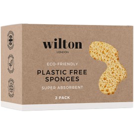 Wilton London Eco-Friendly Sponge - Plastic Free and Biodegradable - Made from Wood Pulp - Super Absorbent - Multi-Purpose - Twin Pack (Pack of 2)