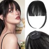 100% Human Hair Clip in Bangs for Women - Natural Bangs Look with Temples, Thin or Curved Bangs (Natural Black)