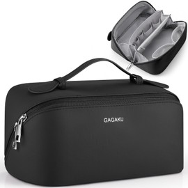 GAGAKU Large Travel Makeup Bag for Women Waterproof - Cosmetic Toiletry Organizer, Makeup Pouch for Girls - Color Black