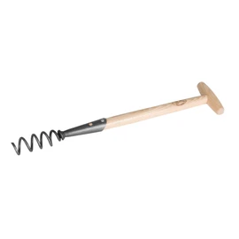 DeWit Corkscrew Weeder – Tempered Boron Steel Root Remover Tool – 22.25” Long with T-Handle – Chemical-Free Dandelion Puller & Compost Aerator – Handcrafted Garden Tool
