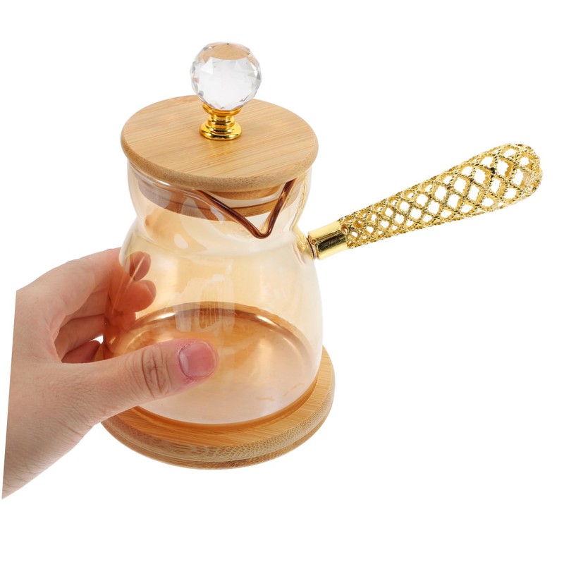 Ipetboom Insulated Borosilicate Glass Coffee Kettle with Side Handle Elegant