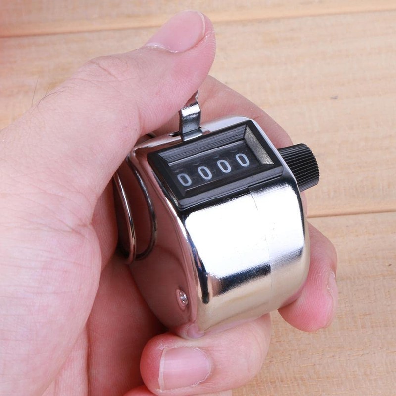 Handheld Clicker Counter, 4 Digit Display Manual Mechanical Counter, Hand