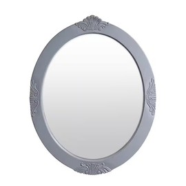 30 in. W x 38 in. H Oval Wood Framed Wall Bathroom Vanity Mirror in Antique Gray 1003958500