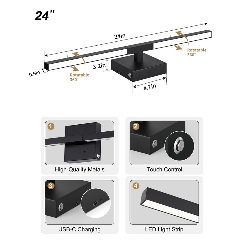 8000mAh Battery Operated Wall Sconce Set of 2, 3 Color