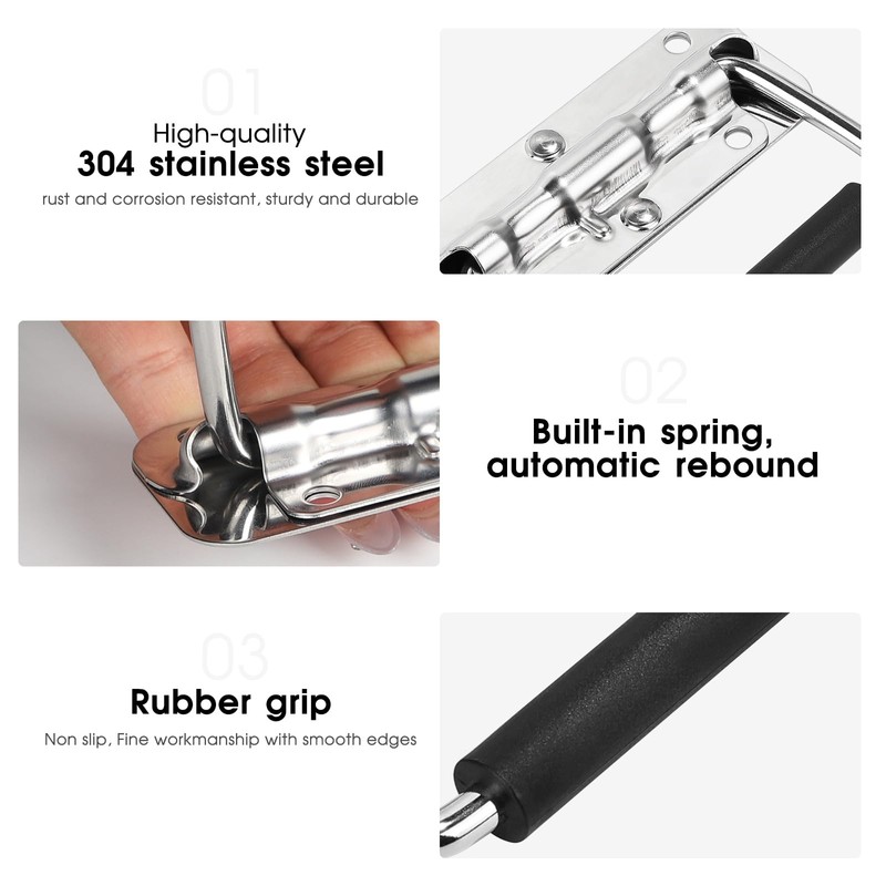 SUPAWAY Pack of 4 Folding Spring Handles, Stainless Steel Box
