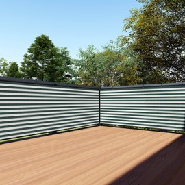 TANG 3' x 129' White & Green Stripes Balcony Privacy Screen Fence 200GSM Heavy Duty Windscreen for Apartment Porch Deck Outdoor Patio Backyard Patio Balcony UV-Proof