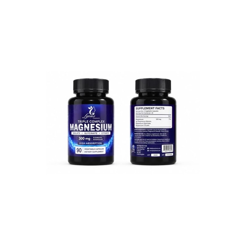 Triple Complex Magnesium Glycinate Supplement, 90 Caps