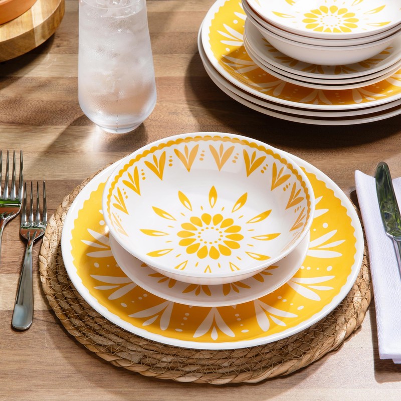 Larder & Vine 12-Piece Melamine Dinnerware Set: Durable, Lightweight, Break-Resistant