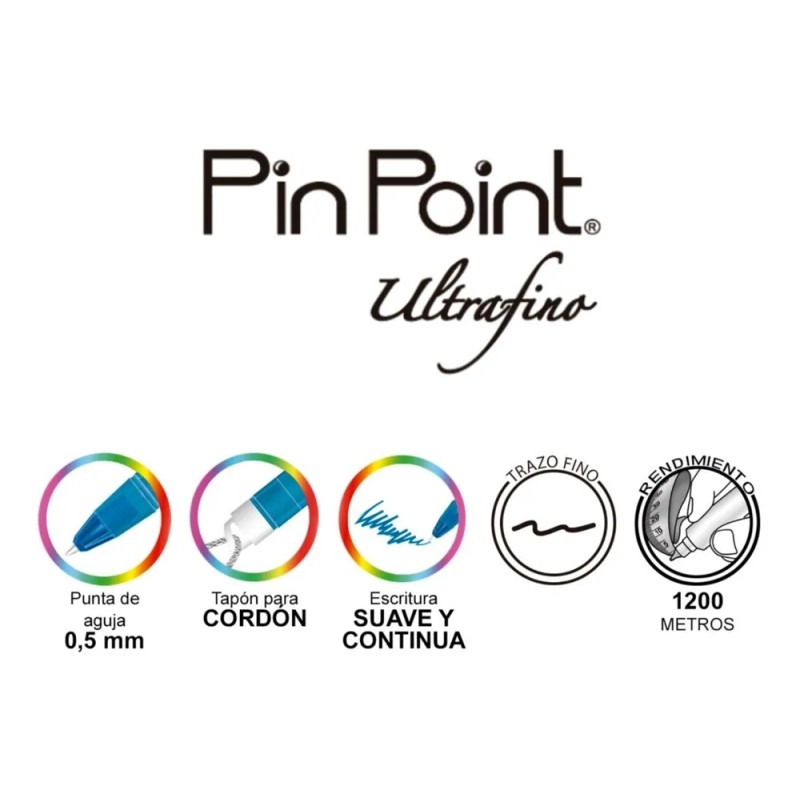 Kit Plumas Lapiceros Azor Pin Point Punto Ultrafino 36 Pzs