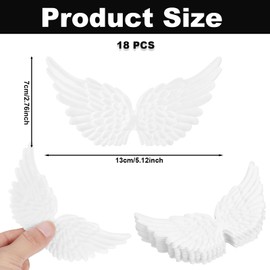 18PCS White Fabric Angel Wings for Crafts, 5.3inch Soft Angel Fabric Wings, Wing Applique Patches for DIY Projects Making Clothes Backpack Scrapbooking Decor & Party Christmas Ornaments Accessories
