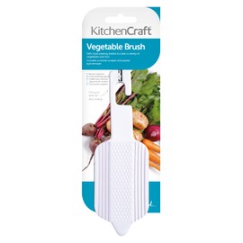 KitchenCraft Vegetable Brush, Plastic Vegetable Scrubber, Durable Bristles and Hook, 15 x 6cm (6 x 2.5''), White