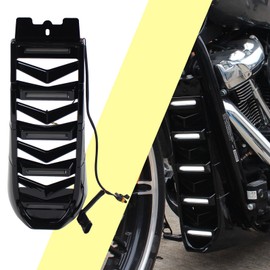 KAKABAS Black Chin Fairing Spoiler with LED Lights Compatible with Harley Softail Breakout Street Bob Fat Bob 2018-2023,Front Lower Radiator Protection Cover Assembly