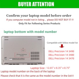 RUNMEIJIA Laptop Cover Case for Dell Precision 3490/3480/3470 14 inch [not Compatible with Any Other Model] .2-in-1 PU Leather Detachable Notebook Sleeve Computer Bag Protective (Black)