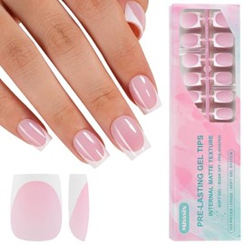 Misssix Uñas Postizas Francesas De Gel, 150 Unidades, Cortas, Cuadradas, Rosas, Sin Necesidad De Limar, Pre-Duraderas, Para Decoración De Uñas Diy, 15