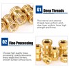 Glarks 460Pcs M2 M3 M4 M5 Female Thread Knurled Brass