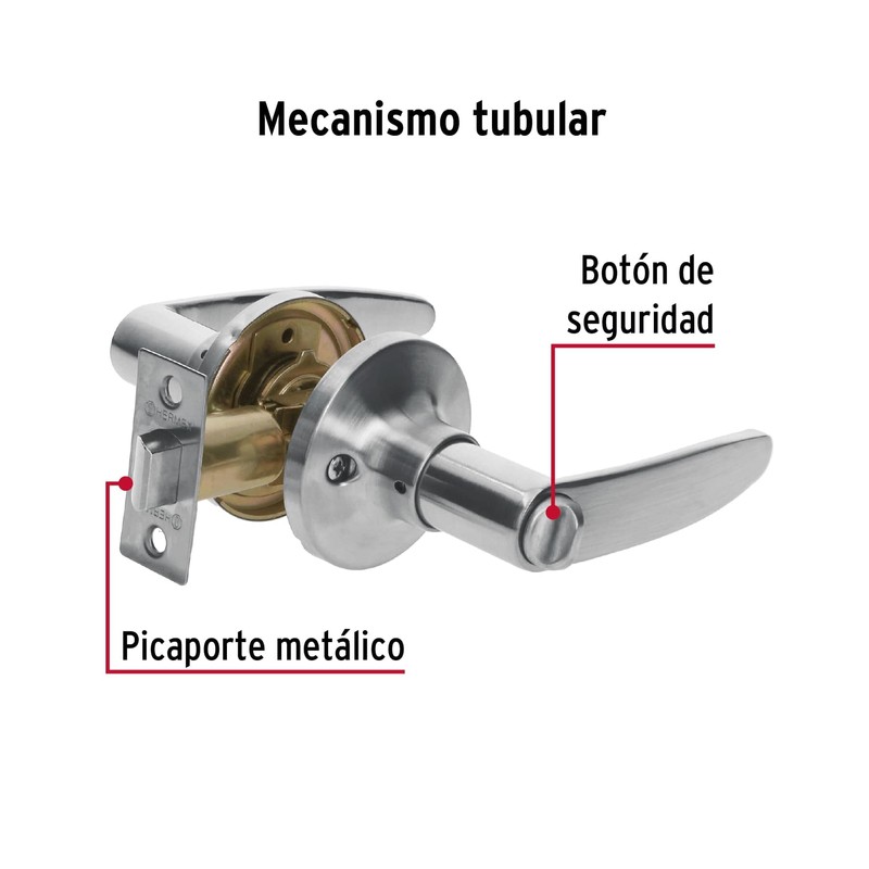 Hermex CEMA-3B, Cerradura de manija, cilindro de latón, acabado cromo